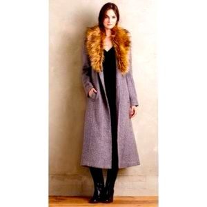 ANTHROPOLOGIE ELEVENSES NWOT FUR COLLAR COAT SIZE 8